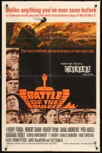 4c024 BATTLE OF THE BULGE Cinerama 1sh '66 Henry Fonda, Robert Shaw, cool Jack Thurston tank art!