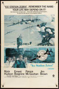 4c030 ICE STATION ZEBRA Cinerama 1sh R72 Rock Hudson, Jim Brown, Ernest Borgnine, art by Bob McCall