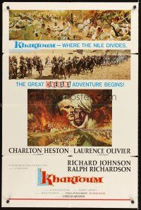 4c031 KHARTOUM style B Cinerama 1sh '66 art of Charlton Heston & Laurence Olivier by McCarthy!