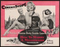 4c089 HOW TO MARRY A MILLIONAIRE pressbook '53 sexy Marilyn Monroe, Grable & Bacall!