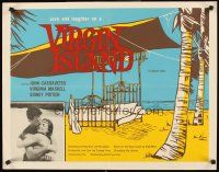 4d447 VIRGIN ISLAND English 1/2sh '58 John Cassavetes & sexy Virginia Maskell, art of bed on beach!