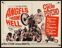 4d019 ANGELS FROM HELL 1/2sh '68 AIP, image of motorcycle-psycho biker, he's a cycle psycho!