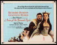4d021 ANNE OF THE THOUSAND DAYS 1/2sh '70 c/u of King Richard Burton & Genevieve Bujold!