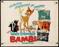 4d035 BAMBI 1/2sh R66 Walt Disney cartoon deer classic, great art with Thumper & Flower!