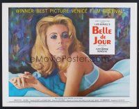 4d040 BELLE DE JOUR 1/2sh '68 Luis Bunuel, close up of sexy half-dressed Catherine Deneuve!