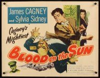 4d055 BLOOD ON THE SUN 1/2sh '45 great artwork of James Cagney in fight, plus sexy Sylvia Sidney!