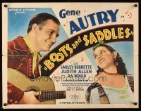 4d061 BOOTS & SADDLES 1/2sh '37 cowboy Gene Autry singing w/guitar, pretty Judith Allen!