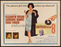 4d067 BUTTERFIELD 8 style B 1/2sh '60 cool art of sexy Elizabeth Taylor as prostitute!