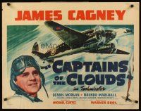4d077 CAPTAINS OF THE CLOUDS style A 1/2sh '42 pilot James Cagney, cool art of World War II plane!