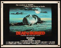 4d118 DEAD & BURIED 1/2sh '81 wild horror art of person buried up to the neck by Campanile!