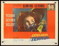 4d144 EXPERIMENT IN TERROR red style 1/2sh '62 great close up of terrified Lee Remick!