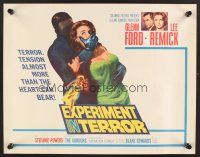 4d145 EXPERIMENT IN TERROR white style 1/2sh '62 Glenn Ford, pretty Lee Remick in peril!