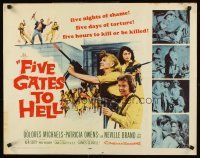 4d150 FIVE GATES TO HELL 1/2sh '59 James Clavell, Dolores Michaels, Patricia Owens, girls w/guns!
