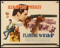 4d004 FLAMING STAR 1/2sh '60 Elvis Presley playing guitar & close up with rifle, Barbara Eden