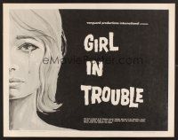 4d170 GIRL IN TROUBLE 1/2sh '63 Brandon Chase directed, Tammy Clarke, classic exploitation!