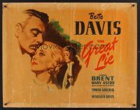 4d178 GREAT LIE style B 1/2sh '41 art of Bette Davis, George Brent & smoking Mary Astor!