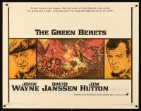 4d181 GREEN BERETS 1/2sh '68 John Wayne, David Janssen, Jim Hutton, cool Vietnam War art!