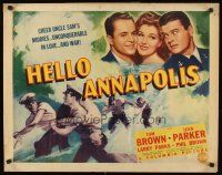 4d196 HELLO ANNAPOLIS 1/2sh '42 Tom Brown, Jean Parker, Larry Parks, wartime action & romance!