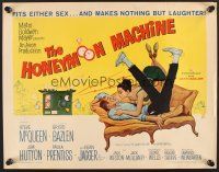 4d207 HONEYMOON MACHINE 1/2sh '61 wacky art of young Steve McQueen & sexy girl on couch!