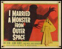4d210 I MARRIED A MONSTER FROM OUTER SPACE 1/2sh '58 image of Gloria Talbott & monster shadow!