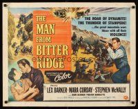 4d270 MAN FROM BITTER RIDGE style A 1/2sh '55 Lex Barker in the great violent mountain wars!