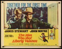 4d272 MAN WHO SHOT LIBERTY VALANCE 1/2sh '62 John Wayne & James Stewart 1st time together!