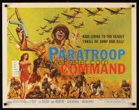 4d316 PARATROOP COMMAND 1/2sh '59 AIP, WWII sky-diving, cool art of soldiers & sexy Carolyn Hughes