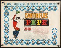 4d319 PEPE 1/2sh '60 cool art of Cantinflas, plus photos of 35 all-star cast members!