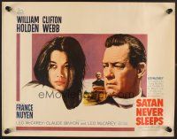 4d354 SATAN NEVER SLEEPS 1/2sh '62 Leo McCarey, William Holden, Clifton Webb, France Nuyen!
