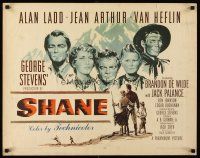 4d364 SHANE style B 1/2sh '53 classic western, Alan Ladd, Jean Arthur, Van Heflin, Brandon De Wilde
