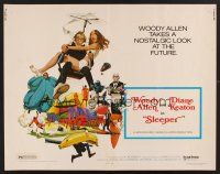 4d369 SLEEPER 1/2sh '74 Woody Allen, Diane Keaton, wacky futuristic sci-fi comedy art by McGinnis!
