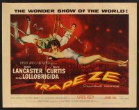 4d430 TRAPEZE style B 1/2sh '56 great circus art of Burt Lancaster, Gina Lollobrigida & Tony Curtis