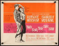 4d435 TWO FOR THE SEESAW 1/2sh '62 art of Robert Mitchum & sexy beatnik Shirley MacLaine!