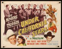 4d438 UNDER CALIFORNIA STARS style A 1/2sh '48 Roy Rogers & Trigger, Jane Frazee, Andy Devine!