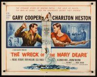 4d458 WRECK OF THE MARY DEARE style B 1/2sh '59 art of Gary Cooper & Charlton Heston fighting!