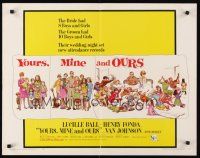 4d463 YOURS, MINE & OURS 1/2sh '68 art of Henry Fonda, Lucy Ball & 18 kids by Frank Frazetta!
