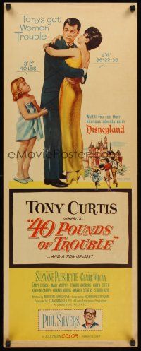 4e005 40 POUNDS OF TROUBLE insert '63 Tony Curtis has women trouble, Suzanne Pleshette!