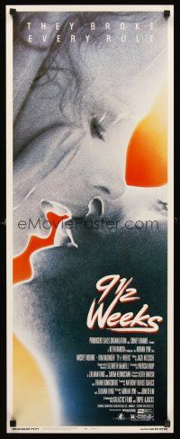 4e008 9 1/2 WEEKS insert '86 Mickey Rourke, Kim Basinger, sexiest close up kissing image!