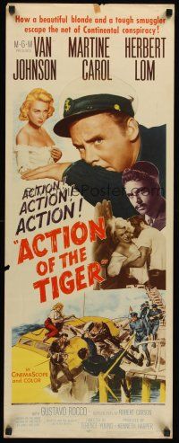 4e013 ACTION OF THE TIGER insert '57 Van Johnson & Martine Carol try to escape conspiracy!