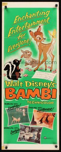 4e046 BAMBI insert R57 Walt Disney cartoon deer classic, great art with Thumper & Flower!
