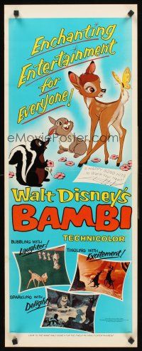 4e047 BAMBI insert R66 Walt Disney cartoon deer classic, great art with Thumper & Flower!