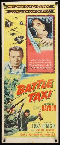 4e054 BATTLE TAXI insert '55 Sterling Hayden, they drop out of Heaven to pull 'em out of Hell!
