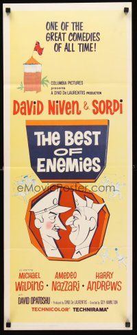 4e061 BEST OF ENEMIES insert '62 great cartoon art of WWII soldiers David Niven & Alberto Sordi!