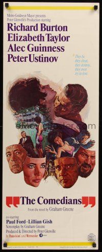 4e126 COMEDIANS insert '67 art of Richard Burton, Elizabeth Taylor, Alec Guinness & Peter Ustinov!