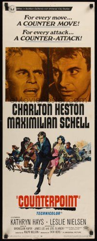 4e136 COUNTERPOINT insert '68 Charlton Heston, Maximilian Schell, adventure waits at trigger point!