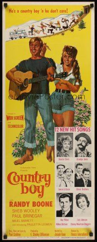 4e137 COUNTRY BOY insert '66 artwork of Randy Boone with guitar, Nashville country western music!