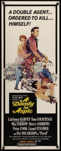 4e149 DANDY IN ASPIC insert '68 Laurence Harvey & Anthony Mann, sexy Mia Farrow, spy thriller!