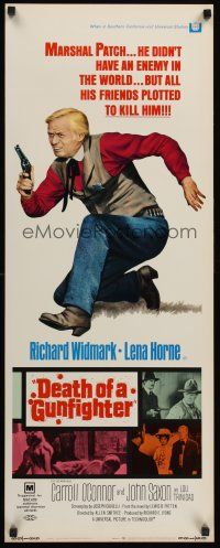 4e164 DEATH OF A GUNFIGHTER insert '69 art of Richard Widmark, he lived by the law of the gun!