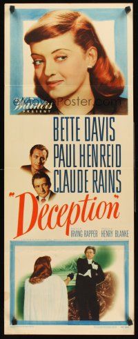 4e165 DECEPTION insert '46 great headshot art of Bette Davis, Paul Henreid, Claude Rains
