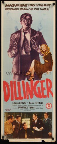 4e179 DILLINGER insert '45 Lawrence Tierney's story is written in bullets, blood, and blondes!